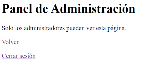 Pantalla de panel de administración